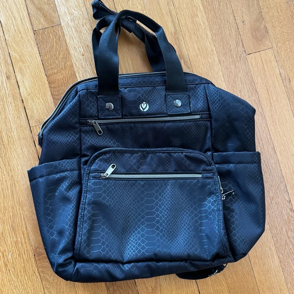 HeartSoul Bella Backpack black pebble with black straps.